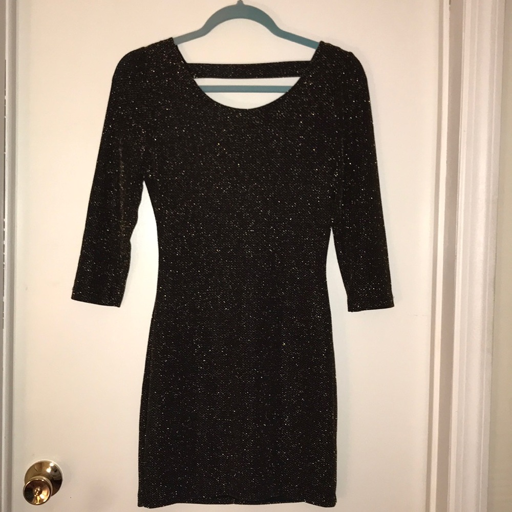Gold and black mini dress